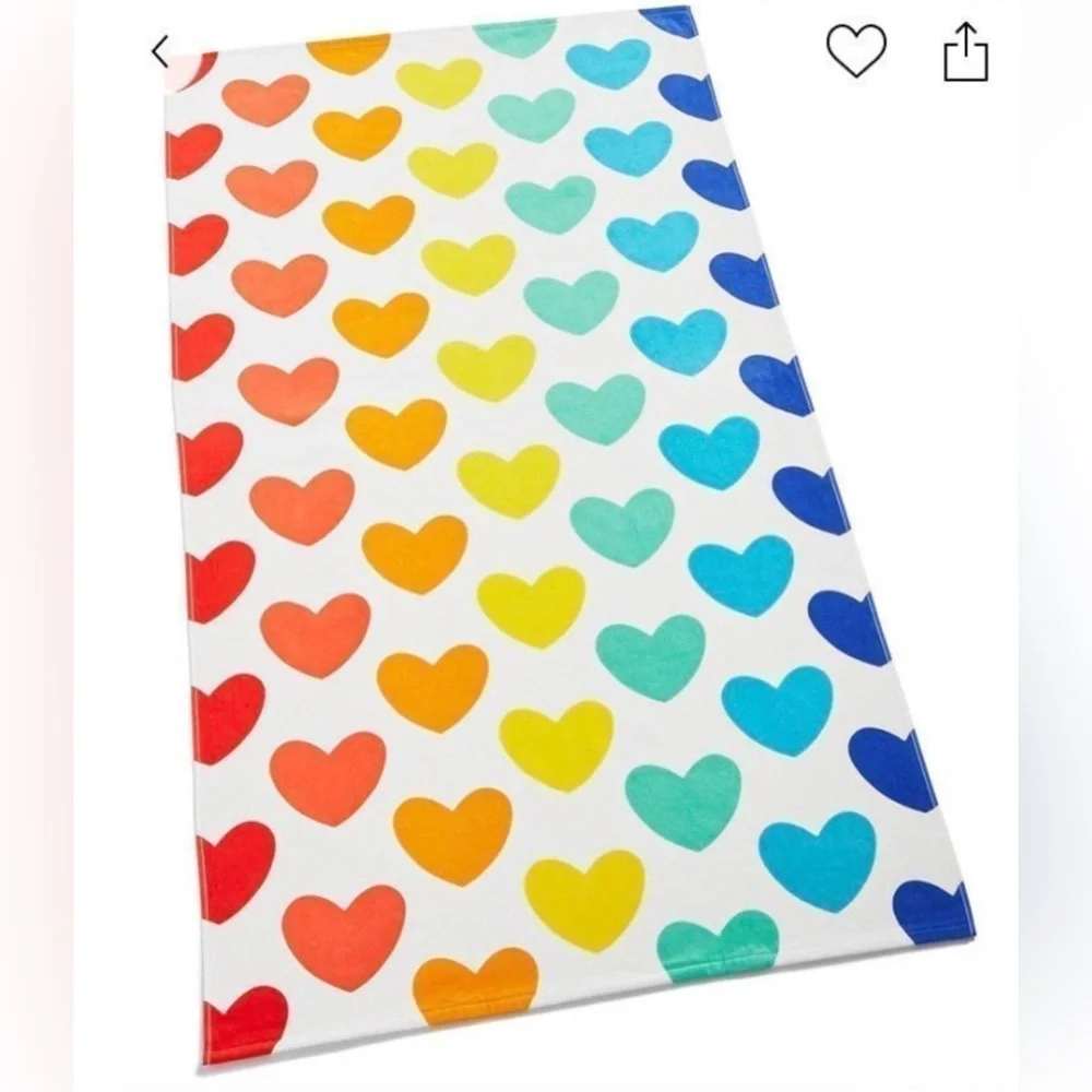 Rainbow hearts beach towel pride